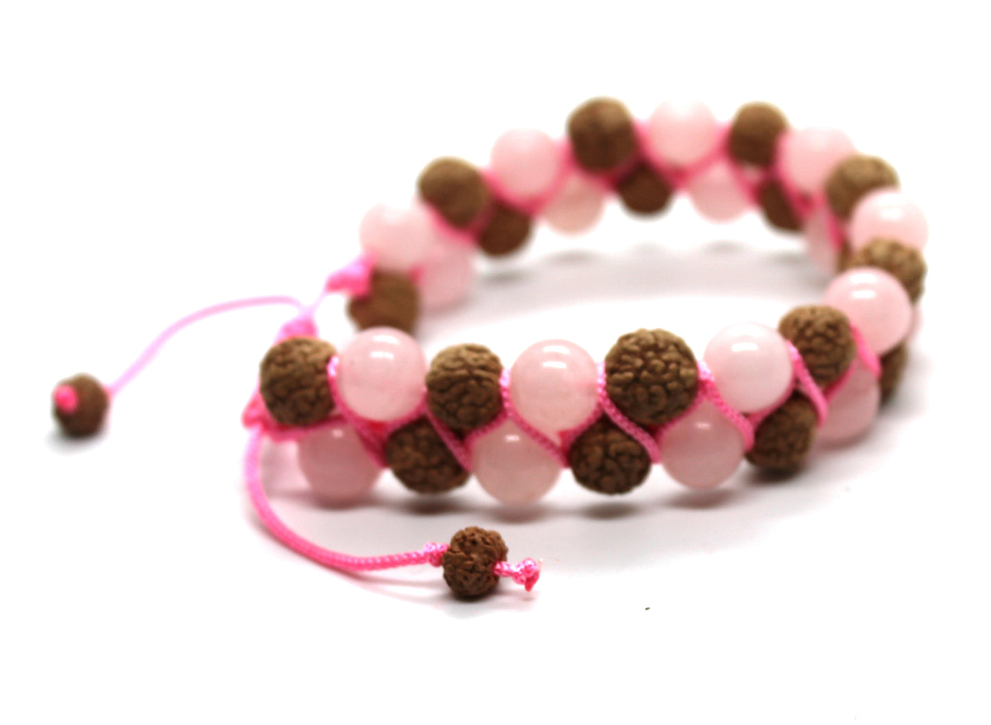 Rose Quartz Rudraksha Bracelet LOVE COMPASSION HEART Chakra Comfort-Gemstone Seed Adjustable Cord Bracelet Boho Yoga Jewelry-Organic Jewelry