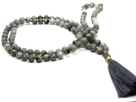 Labradorite Mala 108 knotted beads Jap Mala Beads 108, Mala Bead Necklace, Mala Necklace, Meditation Beads, Japa Mala, Buddhist Prayer Beads