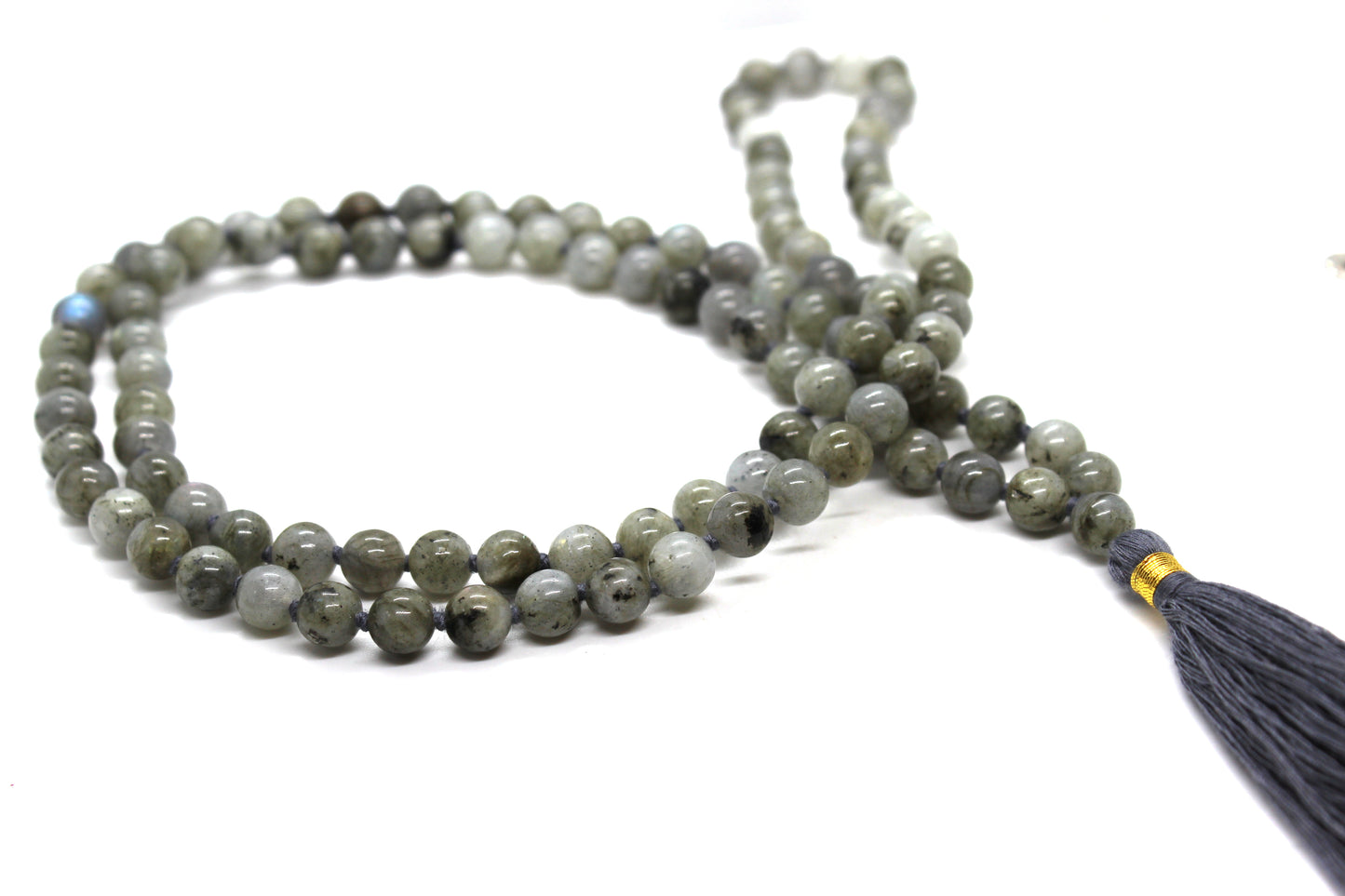 Labradorite Mala 108 knotted beads Jap Mala Beads 108, Mala Bead Necklace, Mala Necklace, Meditation Beads, Japa Mala, Buddhist Prayer Beads