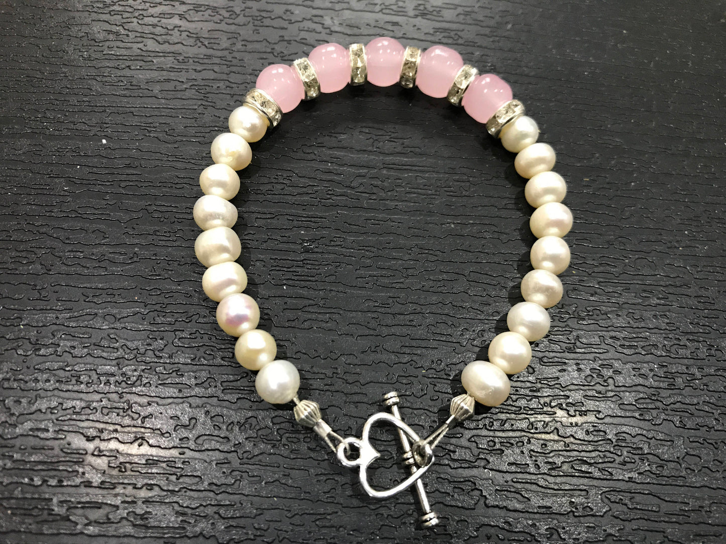 Rose Quartz Pearl Bead Bracelet Healing Relationships  Fertility Gemstone Bracelet Fancy