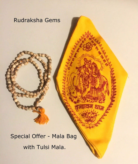 Japa Mala Bag With Tulsi Mala Hindu Chant Yoga Meditation Hare Rama ISKCON Set