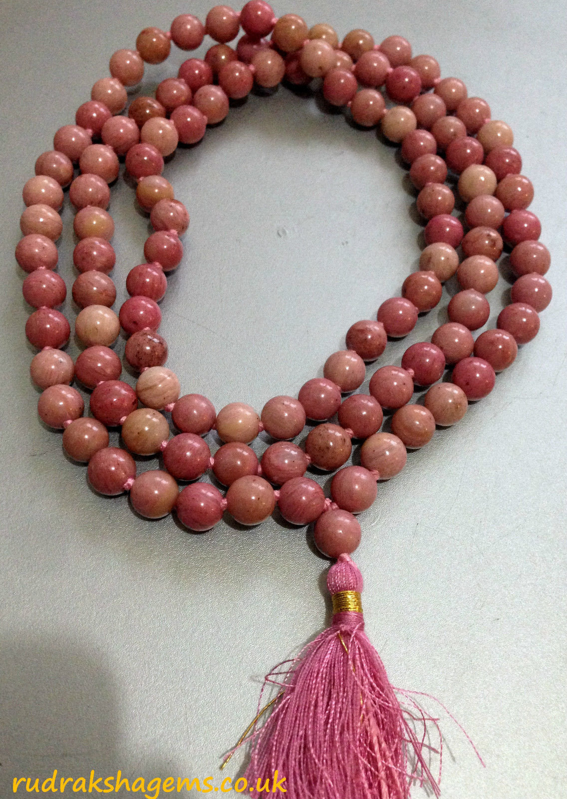 Rhodonite Mala *Hand knotted Mala * 108 meditation Mala beads * Healing Heart Chakra Mala Beads * Healing Heart Chakra Mala Beads