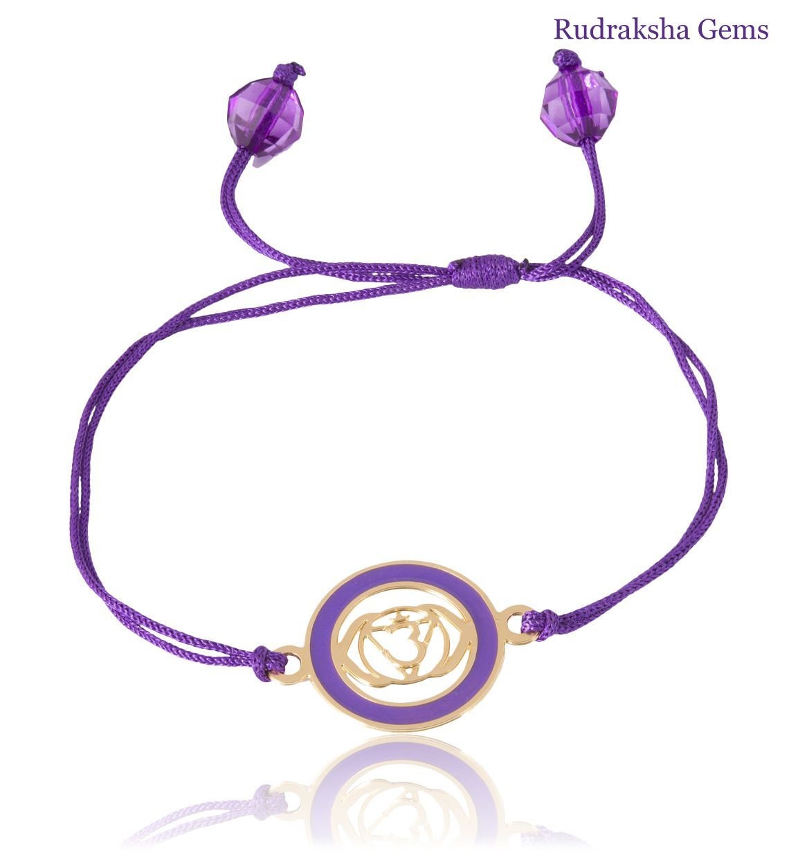 7 CHAKRA BRACELET Yoga Reiki Healing Symbols Golden metal corded Rakhi - Crown, Third Eye, Throat, Heart, Solar Plexus, Sacral, Root Chakra