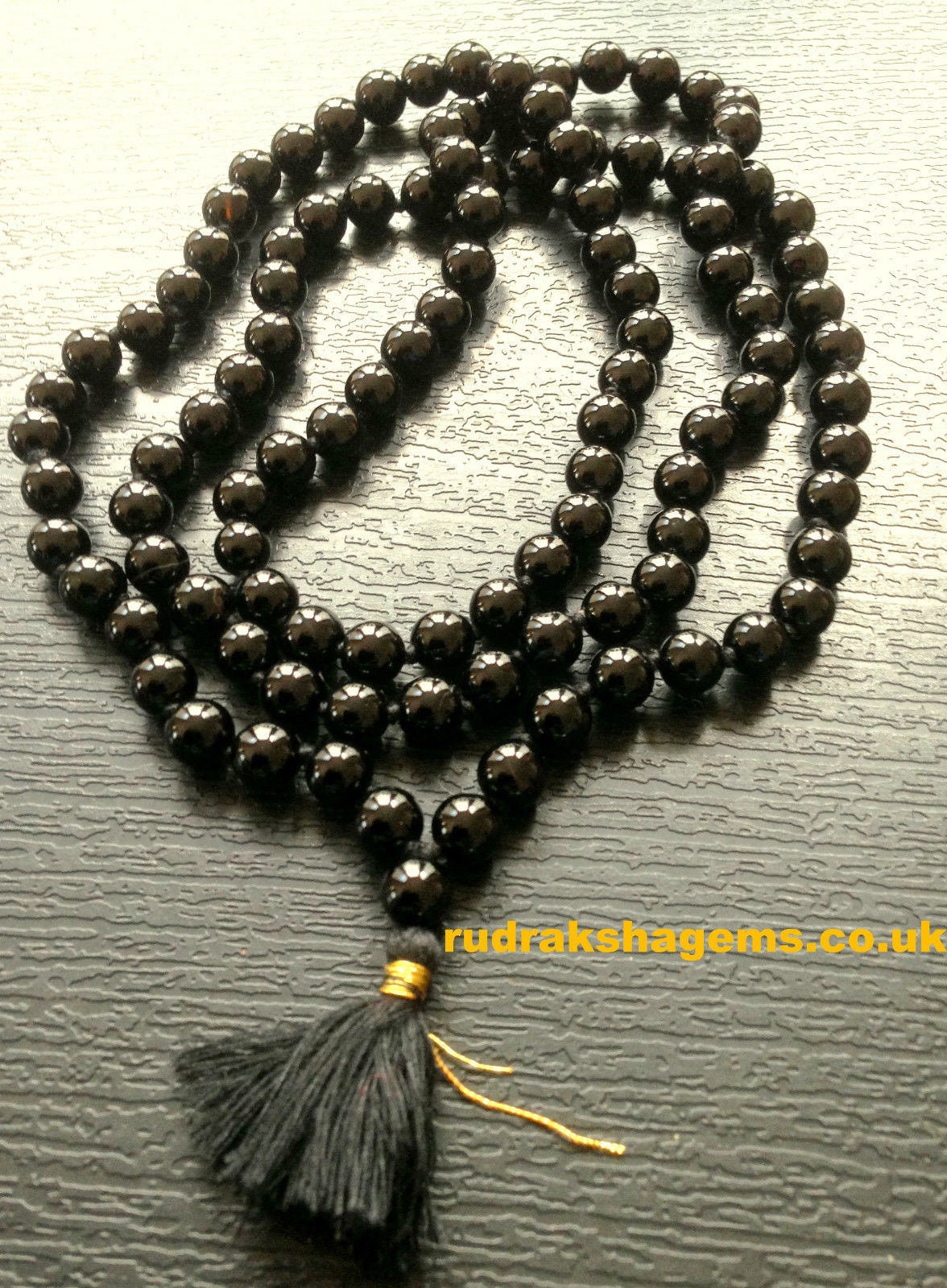 Black Onyx Stone Of Protection Mala 108 + 1 Beads Helps Releasing Negativity Yoga Raiki Meditation