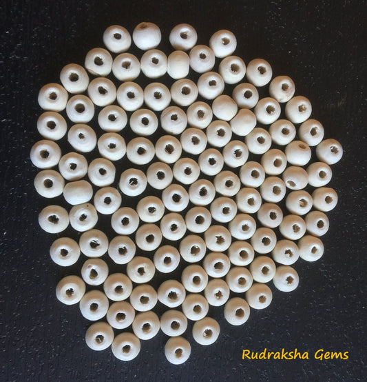 White Tulsi beads - White Tulasi Loose 108 beads - Krishna prayer beads - Natural round 7 mm wooden beads - Trade prices - Natural wood bead