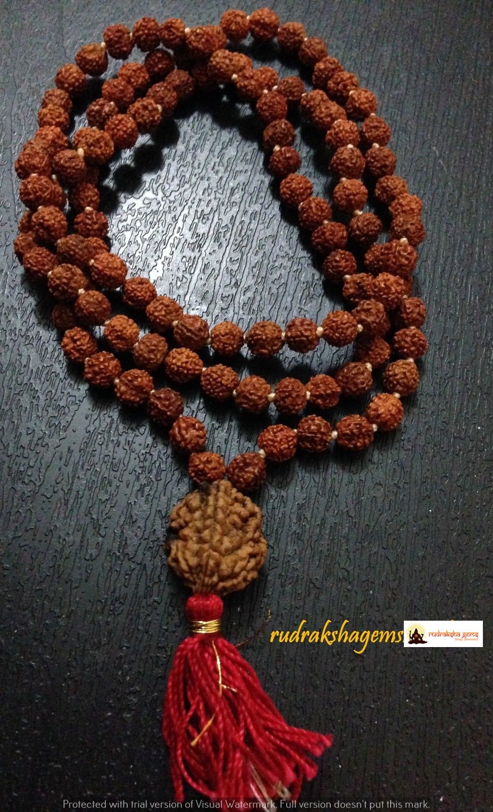 Rudraksha Mala 108 Beads Japa Rosary with Nepalese Rudraksh GURU (2 or 3 or 4 or 5 or 6) BEAD MUKHI Hand made premium mala - Yoga Meditation
