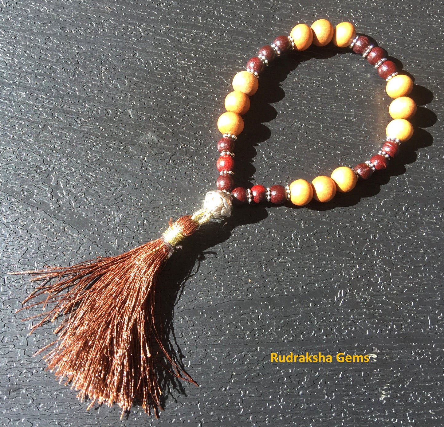 Natural and Genuine Red Rosewood & White Fragnant Sandalwood Handmade Mala Beads Healing bracelet, Tassel Bracelet- Blessed, energized Yoga