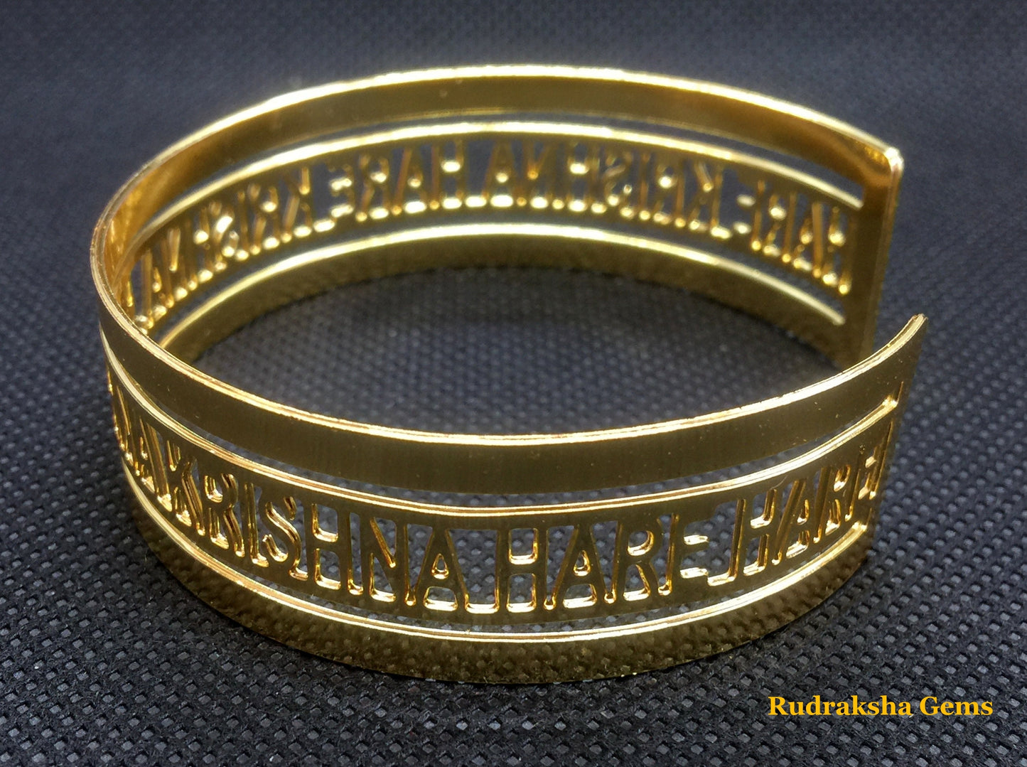 Hare Krishna Mantra Bracelet Wrist Band Metal Golden Kada Cuff - Yoga Meditation Bracelet - Krishna Cuff Artisan Bracelet - Gopala Wristband