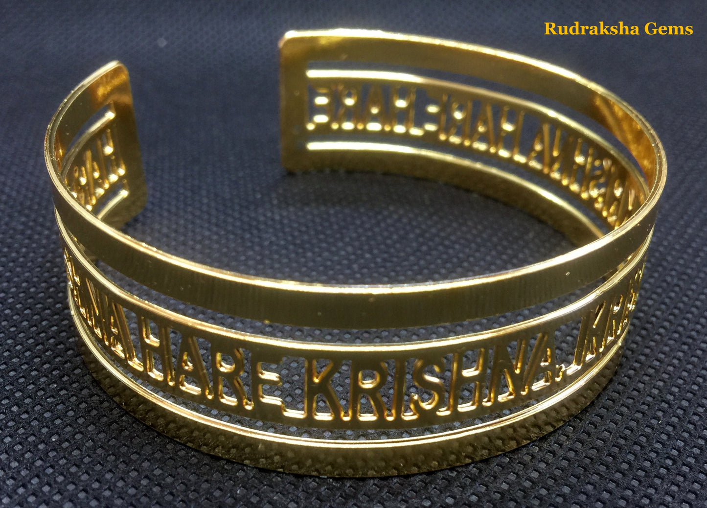 Hare Krishna Mantra Bracelet Wrist Band Metal Golden Kada Cuff - Yoga Meditation Bracelet - Krishna Cuff Artisan Bracelet - Gopala Wristband