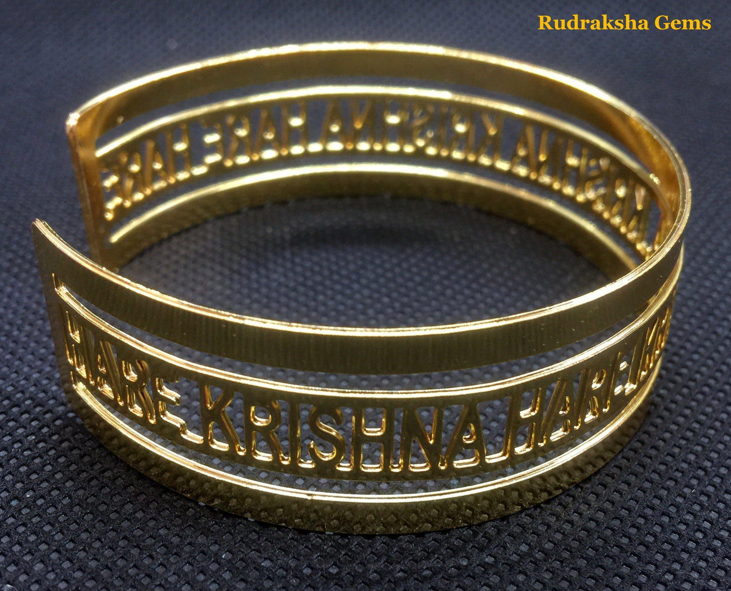 Hare Krishna Mantra Bracelet Wrist Band Metal Golden Kada Cuff - Yoga Meditation Bracelet - Krishna Cuff Artisan Bracelet - Gopala Wristband