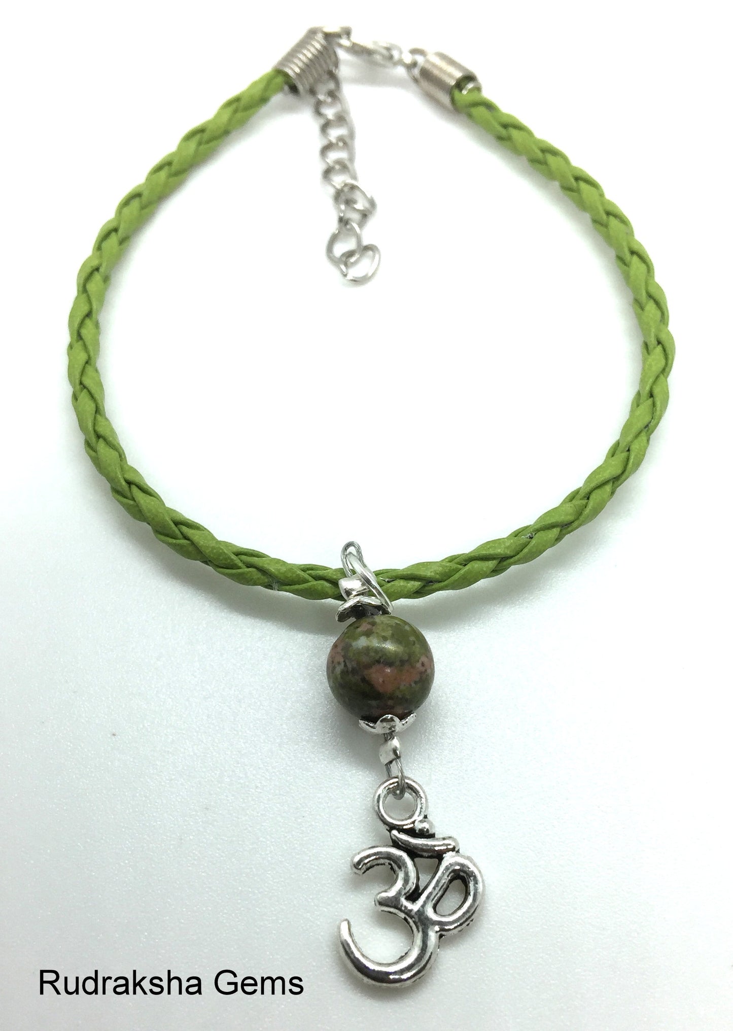 Corded Gemstone Bead Bracelet- Crystal Bracelet -  New Age Healing Chakra Reiki Jewellery - Gift Om Aum Charm Bracelet - Boho Hippie Band