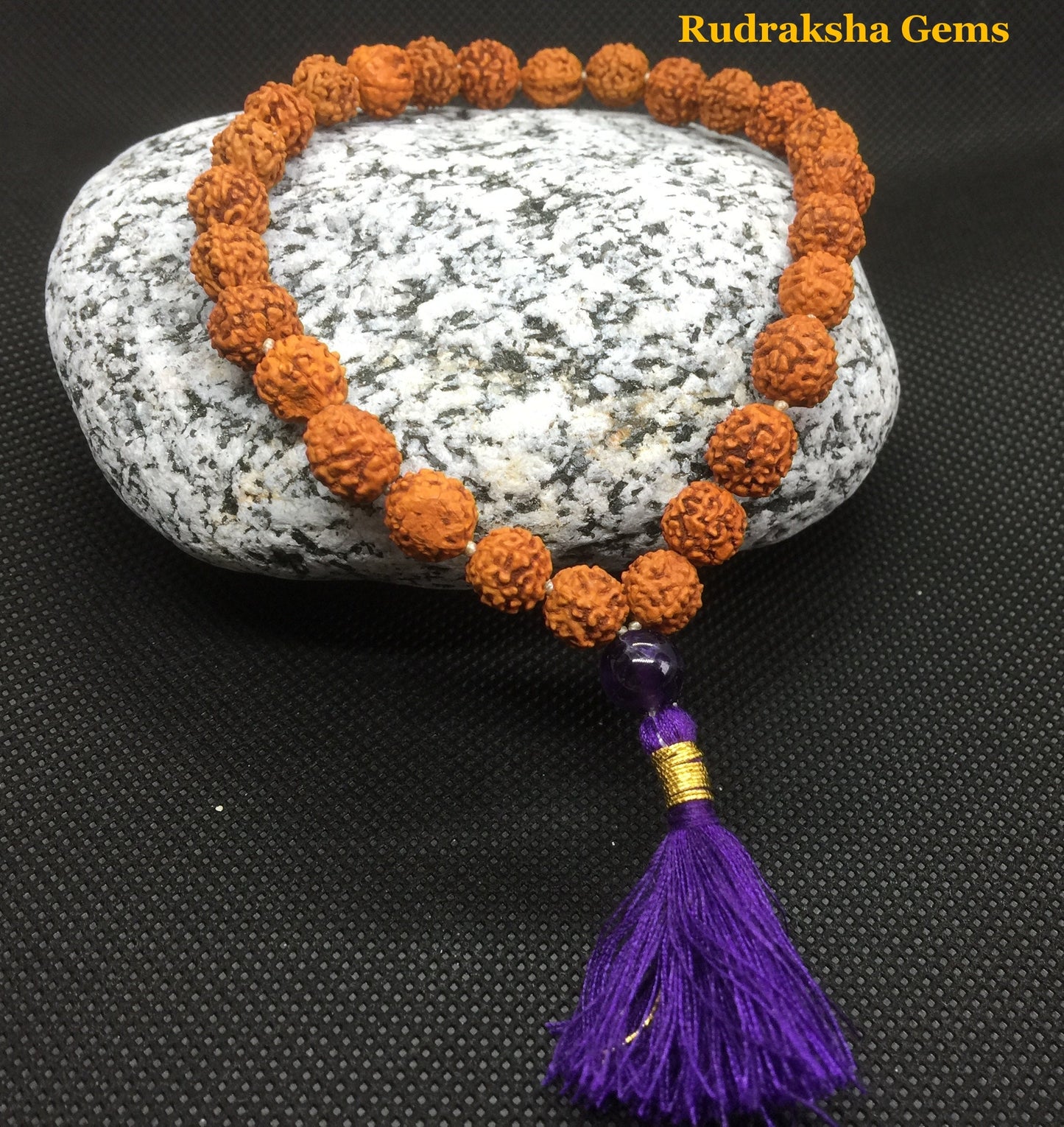 Rudraksha Wrist Mala purified & blessed mala, Rudraksha Tassel Bracelet, Rudraksh Chakra Guru Bead Wrist Mala Bracelet, Shiva Japa Mala Bead