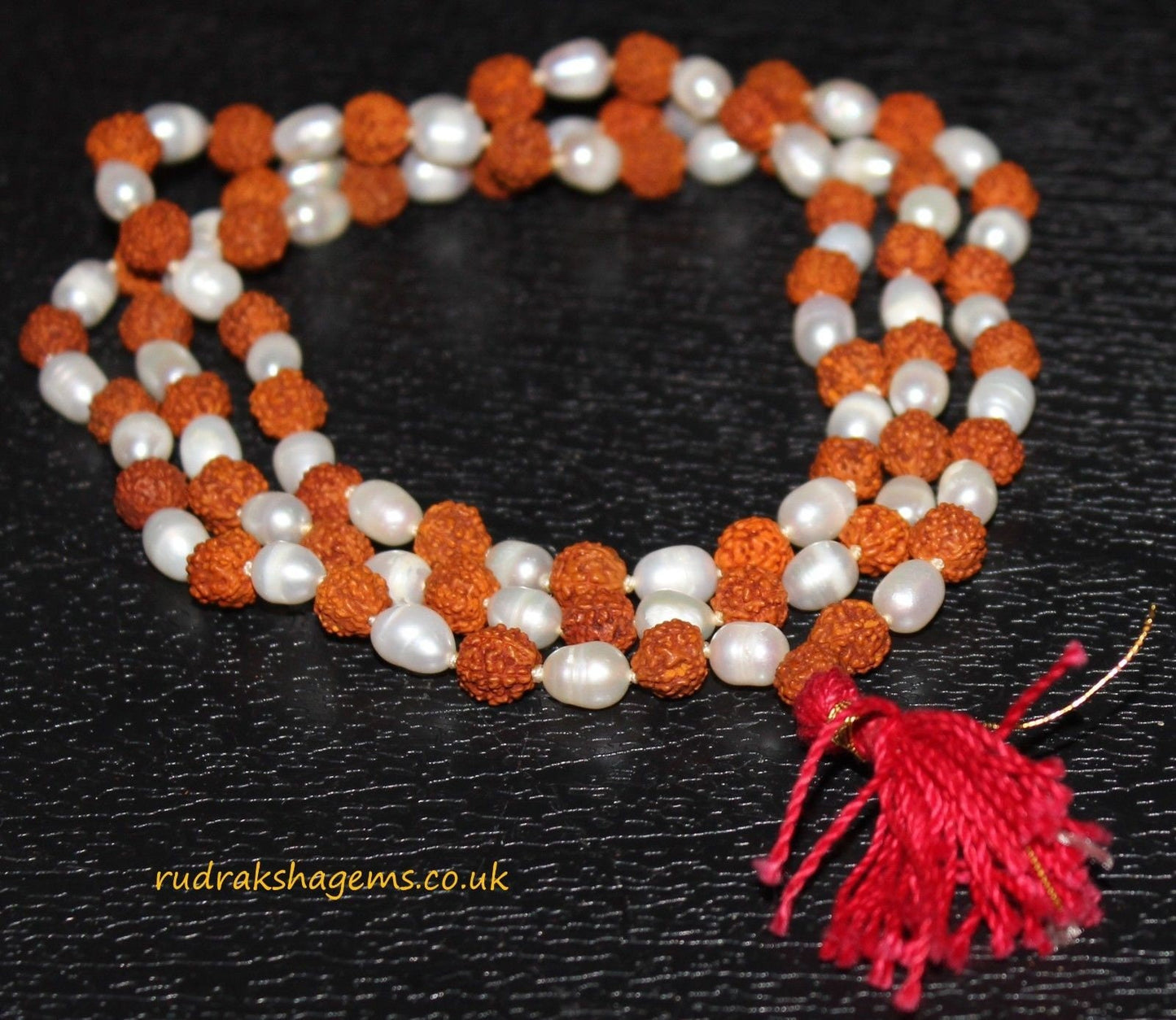 Rudraksha & Pearl mala - 108 Beads Mala - Rudraksha Mala - Pearl Mala - Tassel Mala - Rudraksha Pearl combination Mala - Prayer Mala Rosary