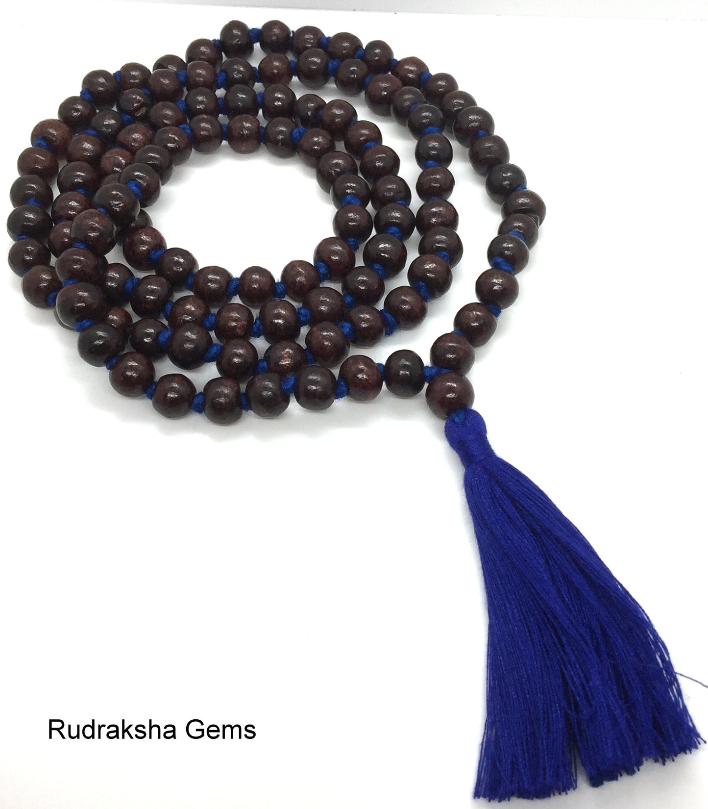 Red Rosewood Handmade Rosary Mala 108 Beads - Beautiful Tassel Mala - Colored Long Tassel & knots - 8mm Beads Hindu Yoga Mediation japa mala