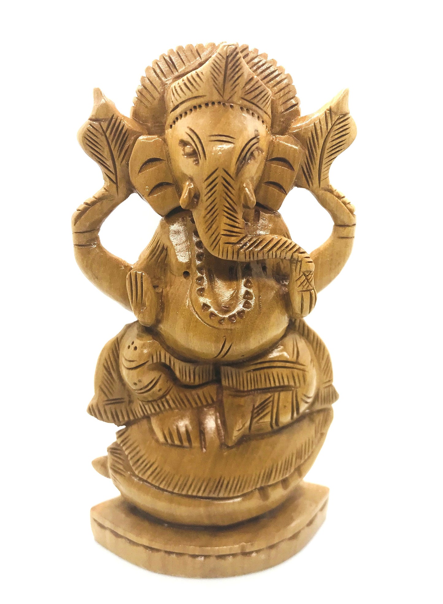 GANESHA Statue - Wooden Ganesh idol - GANPATI wooden hand carved 5 inches statue - Hindu Elephant God GANESH - good luck success prosperity