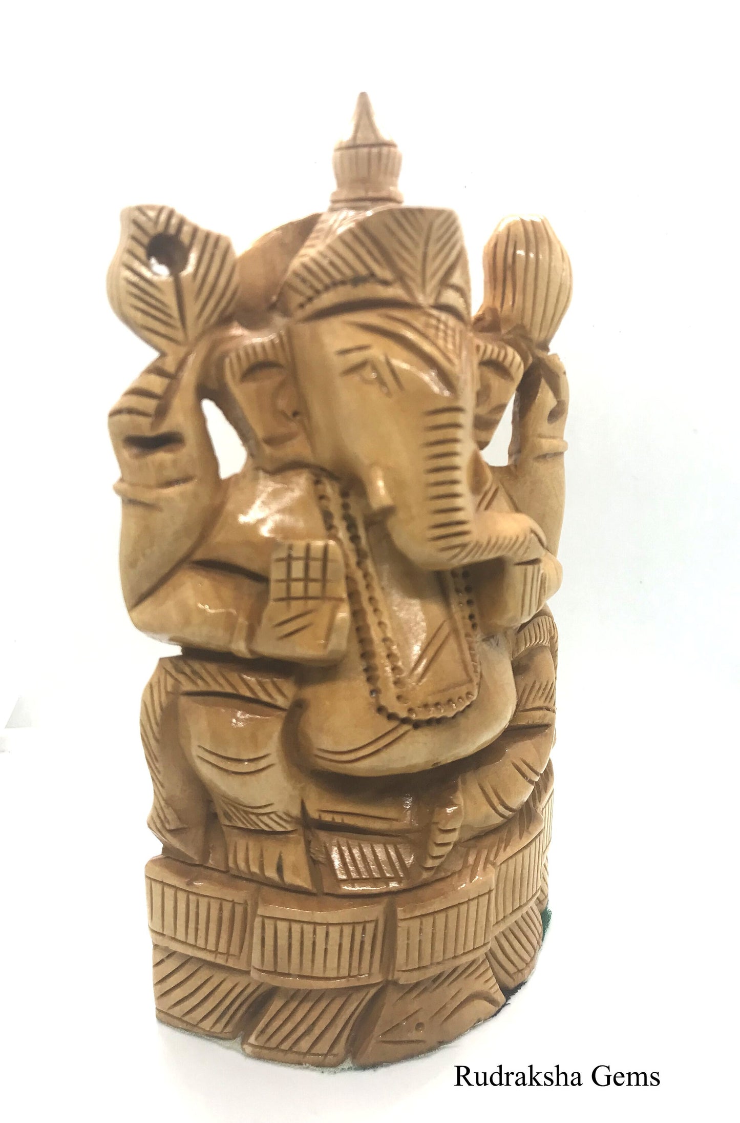 GANESHA Statue - Wooden Ganesh idol - GANPATI wooden hand carved 6 inches statue - Hindu Elephant God GANESH - good luck success prosperity