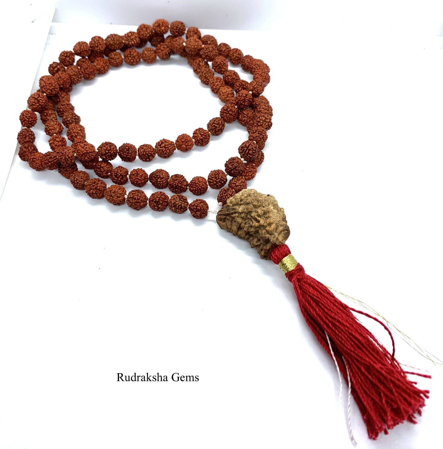 Rudraksha 1 Mukhi Guru Baad Mala, Rudraksh Japa Mala Rosary 108 +1 Bead Yoga Hindu PRAYER MEDITATION Raiki genuine 5 Mukhi Faces  Energised