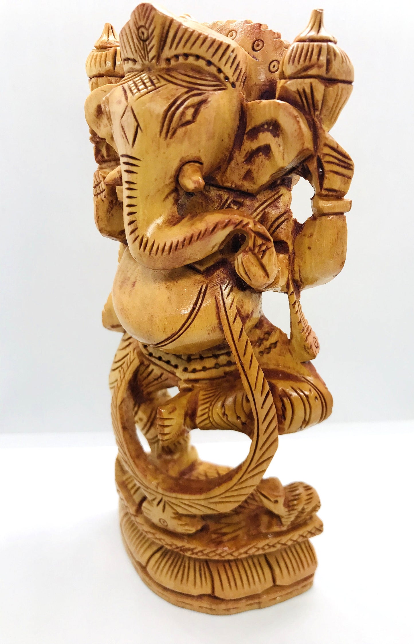 GANESHA Statue - Ganesh wooden idol - GANPATI wooden hand carved 6 inches statue - Hindu Elephant God GANESH - good luck success prosperity