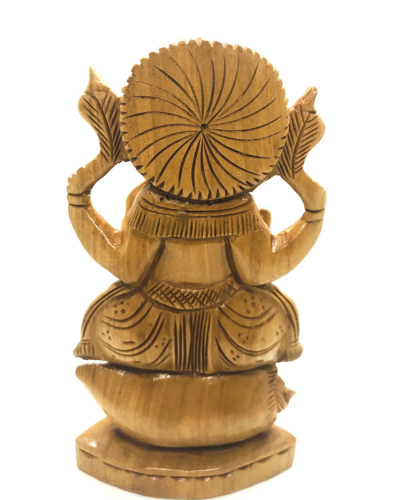 GANESHA Statue - Wooden Ganesh idol - GANPATI wooden hand carved 5 inches statue - Hindu Elephant God GANESH - good luck success prosperity