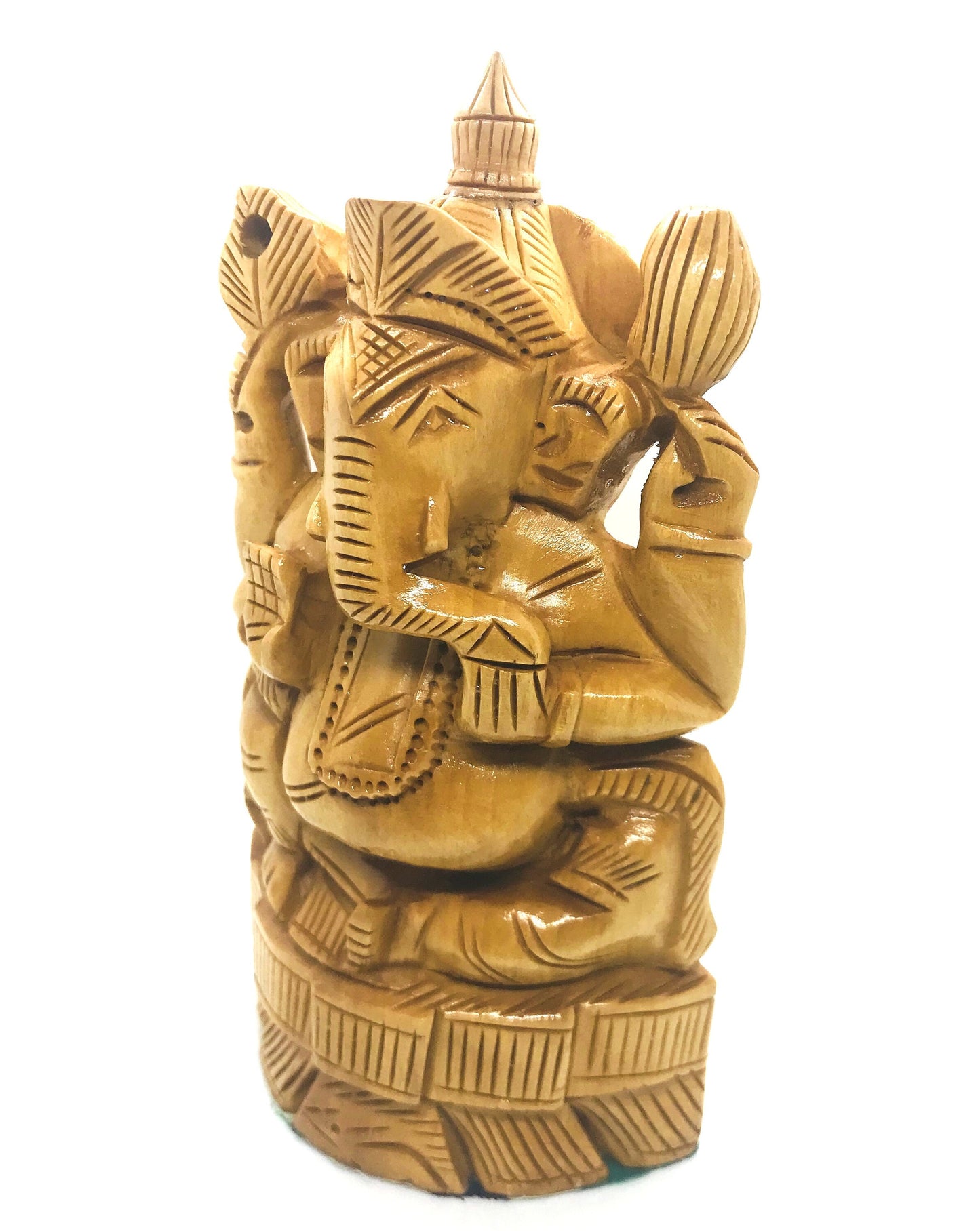 GANESHA Statue - Wooden Ganesh idol - GANPATI wooden hand carved 6 inches statue - Hindu Elephant God GANESH - good luck success prosperity