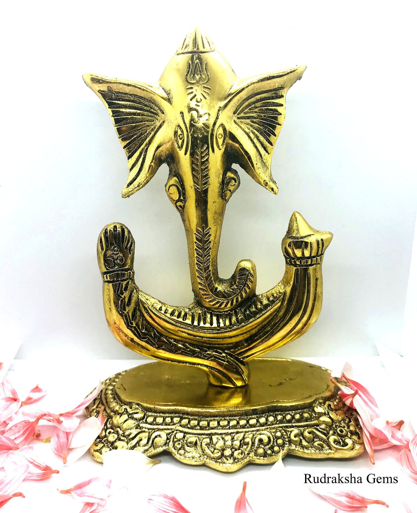 GANESHA Statue GANPATI Idol GANESH Om Lord Elephant Hindu God, Ganesha Trishul Trunk Antique White Metal Idol Statue  Beautiful Gift Rare