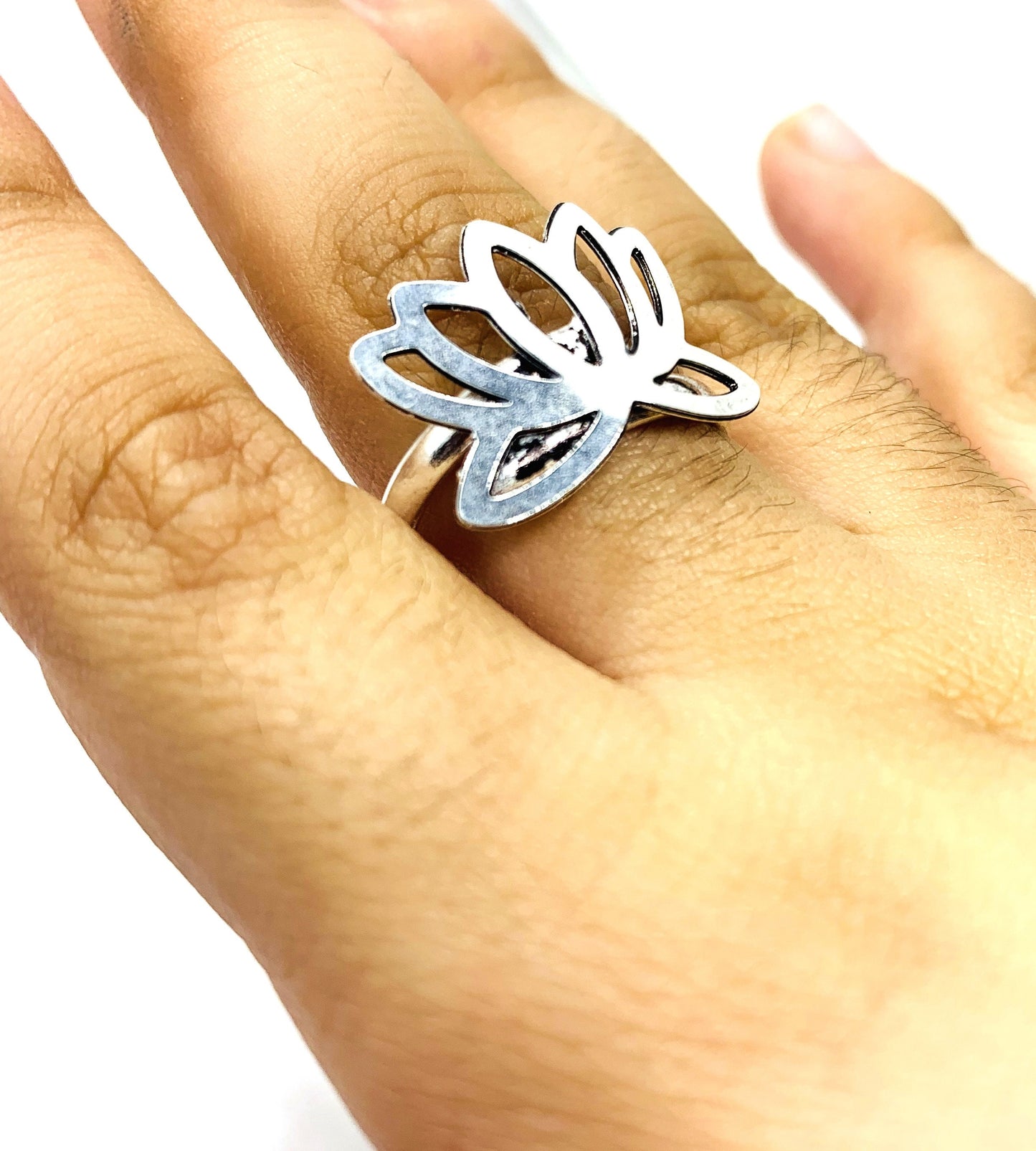 Lotus Ring Brass Adjustable Ring Women Jewellery Designer Handmade Jewelry Ring Gypsy Meditation Jewelry Girls Bohemian Ring Lotus Flower