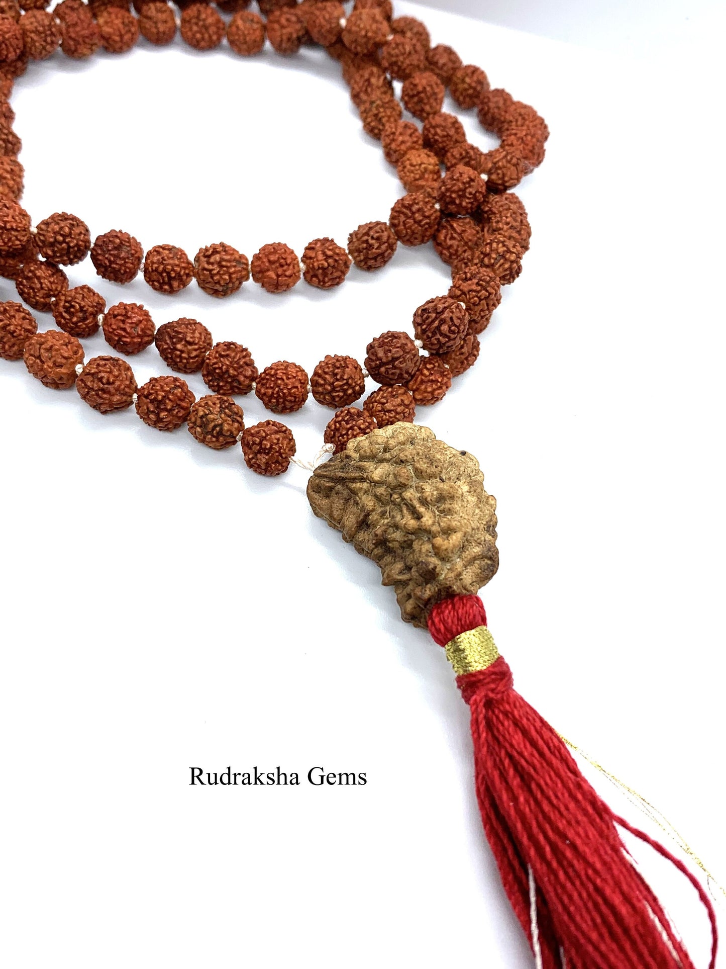 Rudraksha 1 Mukhi Guru Baad Mala, Rudraksh Japa Mala Rosary 108 +1 Bead Yoga Hindu PRAYER MEDITATION Raiki genuine 5 Mukhi Faces  Energised