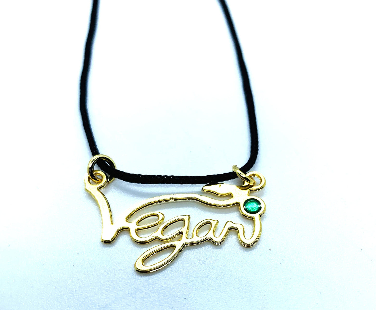 V for vegan necklace - vegan jewellery - subtle vegan message - uk vegan - with leaf- Brass pendant, Golden Silver tone Vegan Necklace
