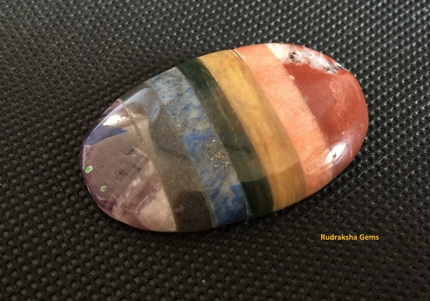 Chakra Natural Crystal Palm Stone / Worry Stone / Cabochon including 7 Bonded Crystal Types Reiki Energy Charged 7 Chakra Crystal Palm Stone