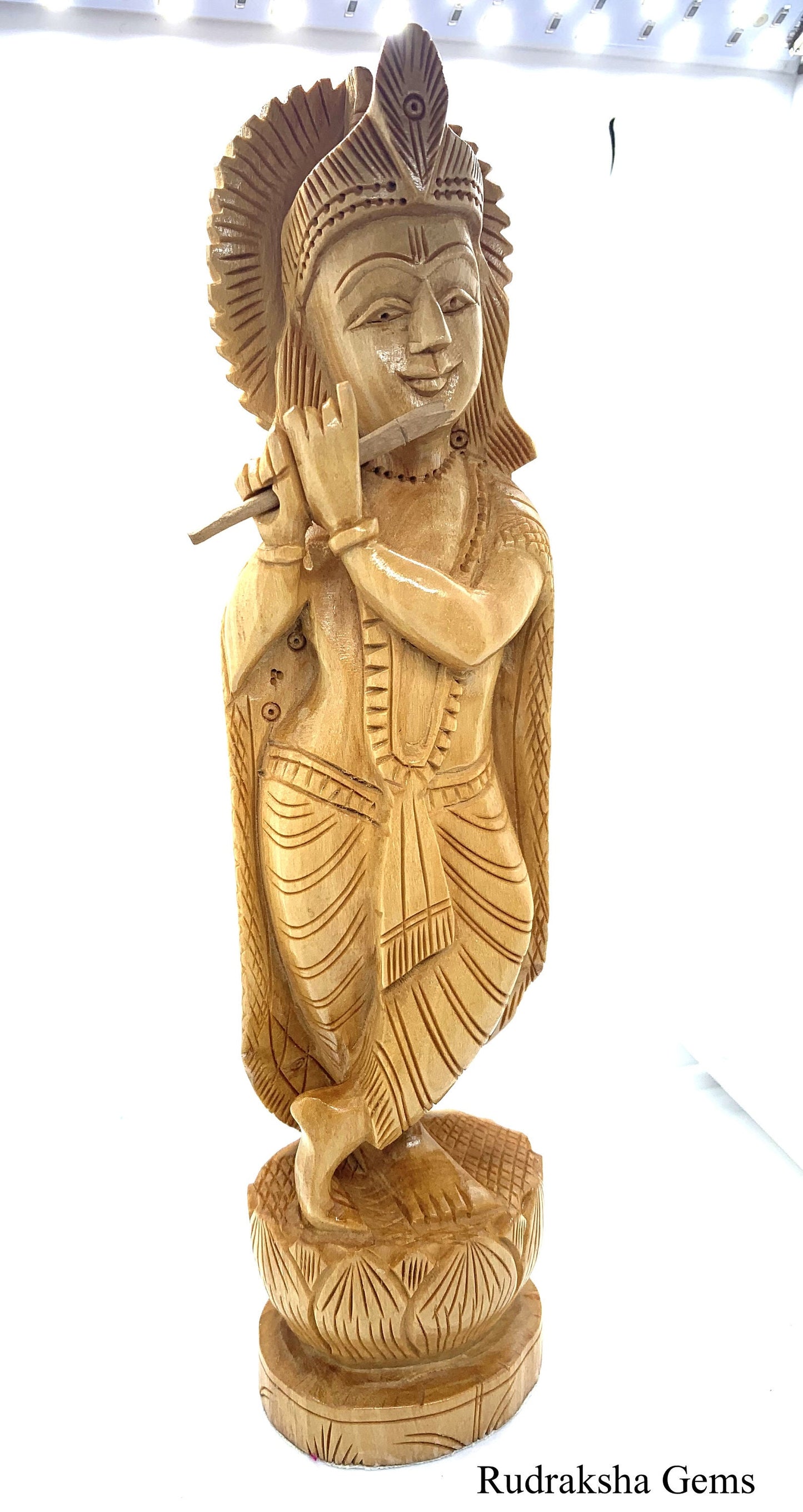 Lord Krishna Hand Carved Statue 8" wood decor statue, Hindu deity god, meditation yoga gift home decor, krishna figurine sculpture, KRISHNA