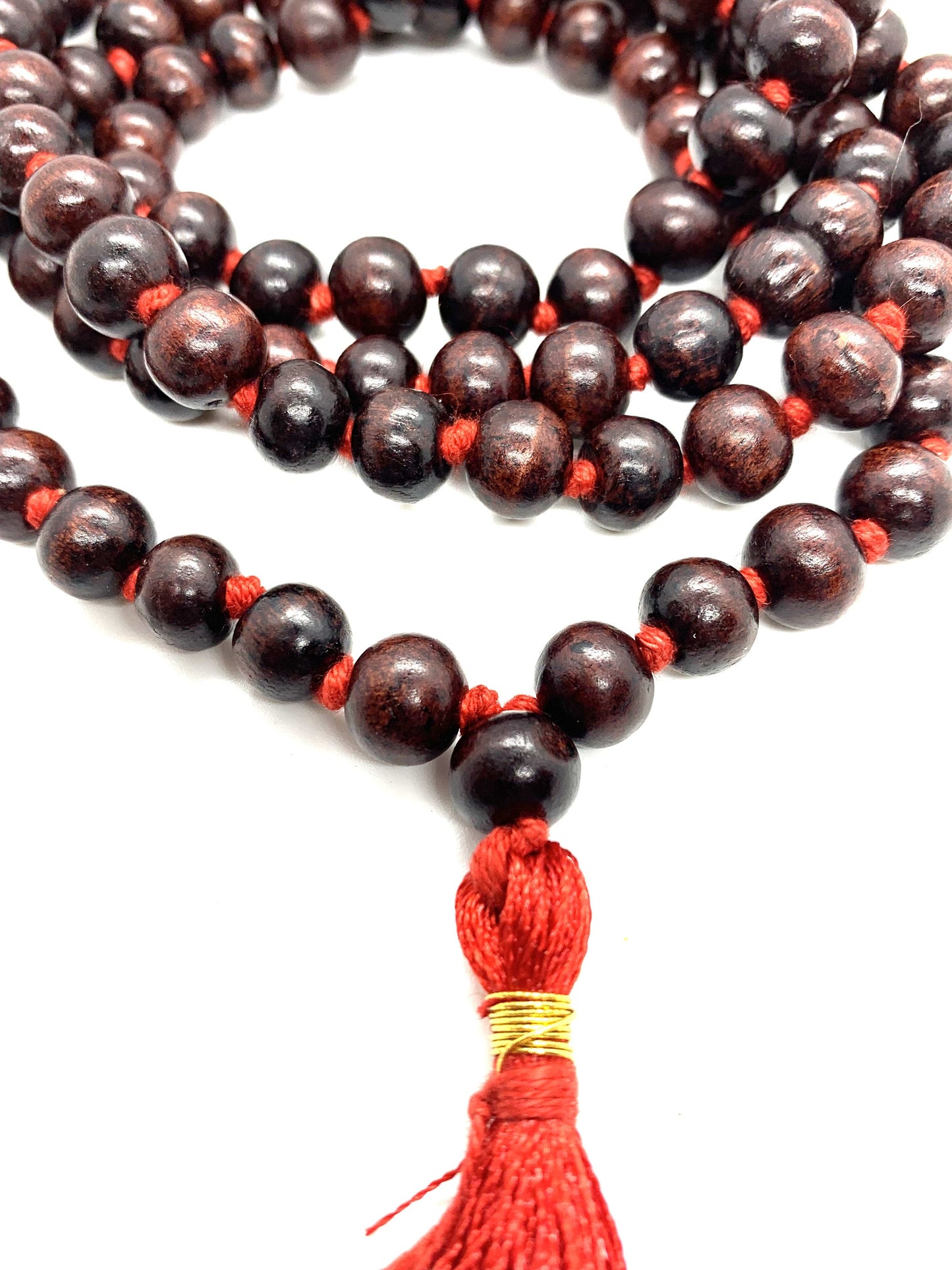 Rosewood Knotted Mala 108+1 Beads - Handmade knotted rosewood Mala necklace- yoga meditation prayer beads - 10MM Rosewood Mala  Knotted Mala
