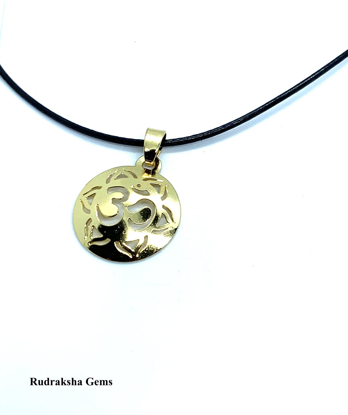 Golden Aum Om - Flower Pendant - Auhm Om Flower Pendant - Yoga Mantra Artisan Vermeil Pendant - One Piece - Golden OM LOTUS MANDALA Pendant