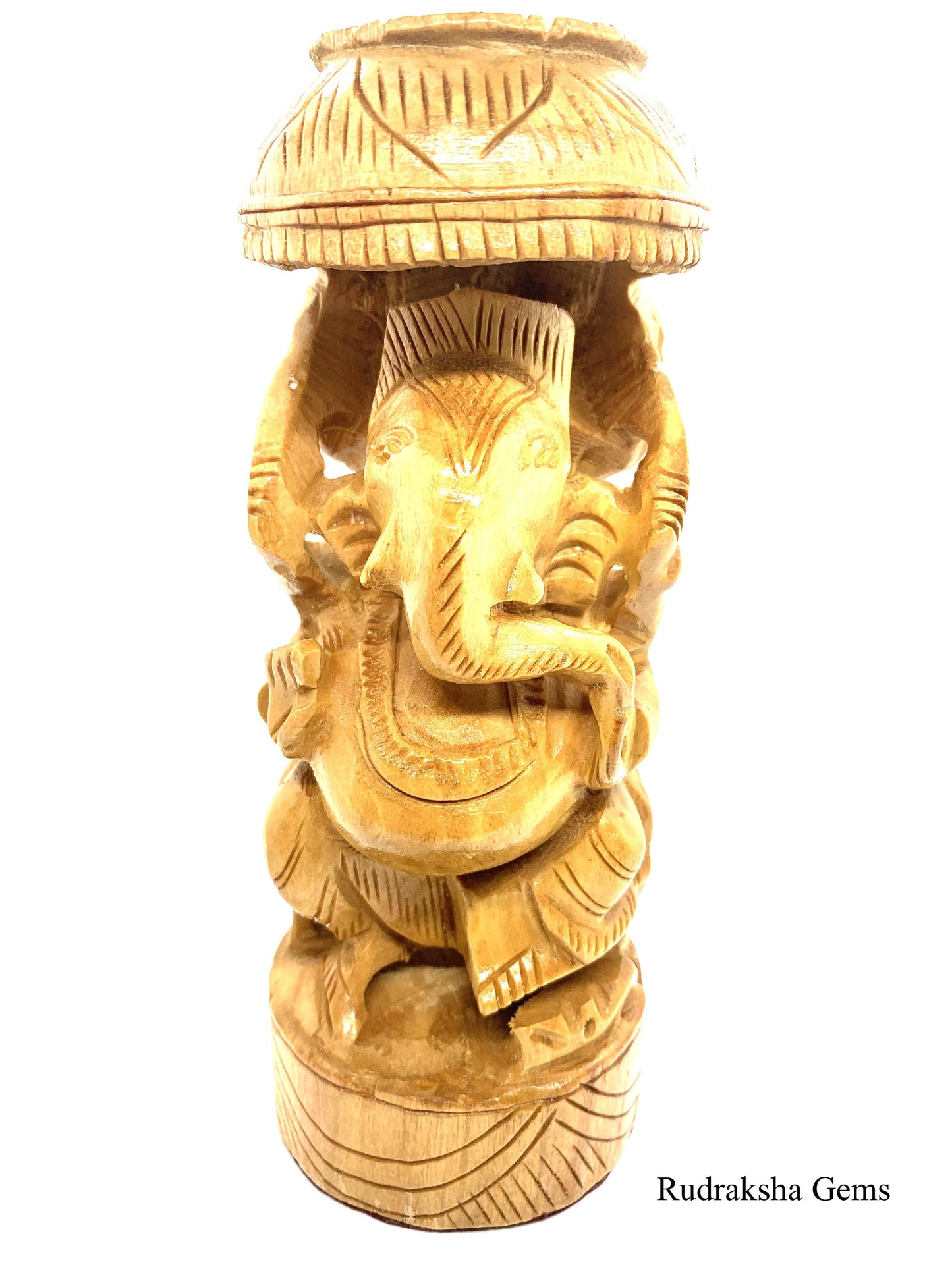 GANESHA Statue - Ganesh wooden idol - Ganpati 4" wooden hand carved statue Hindu Elephant God GANESH good luck success prosperity HANDMADE