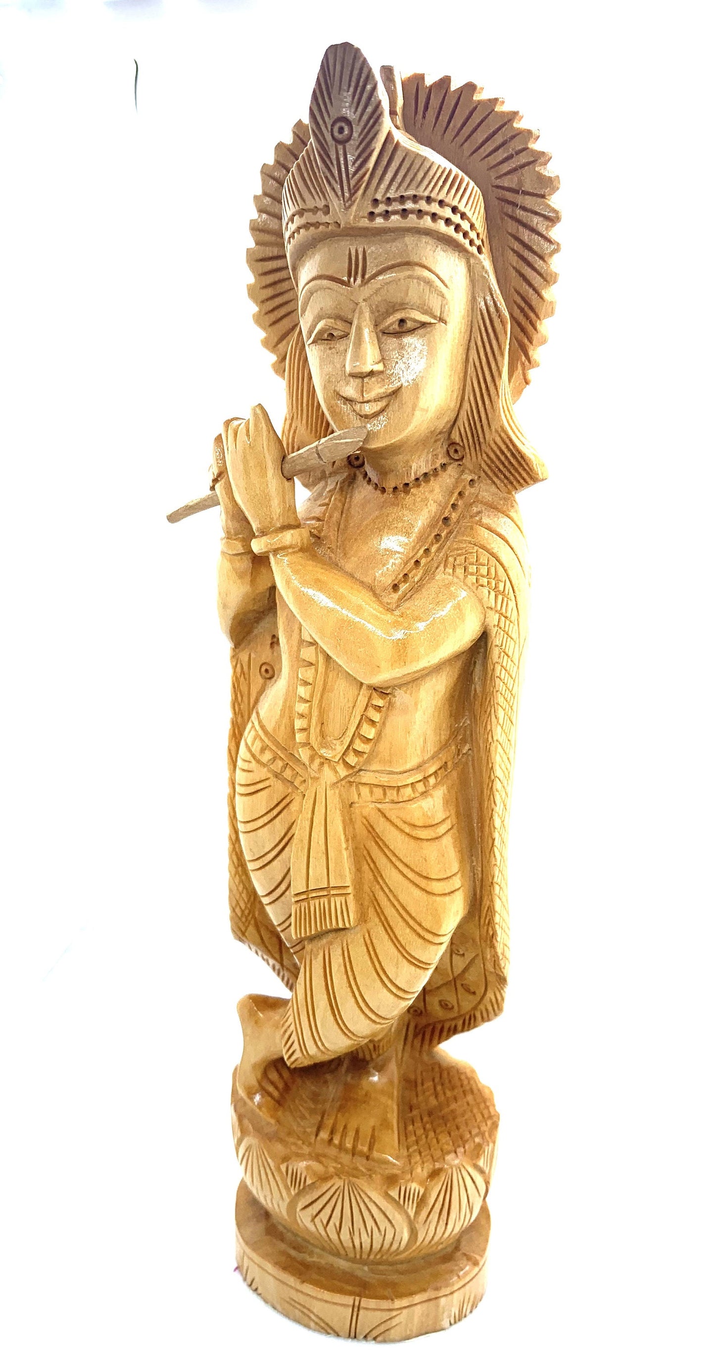 Lord Krishna Hand Carved Statue 8" wood decor statue, Hindu deity god, meditation yoga gift home decor, krishna figurine sculpture, KRISHNA