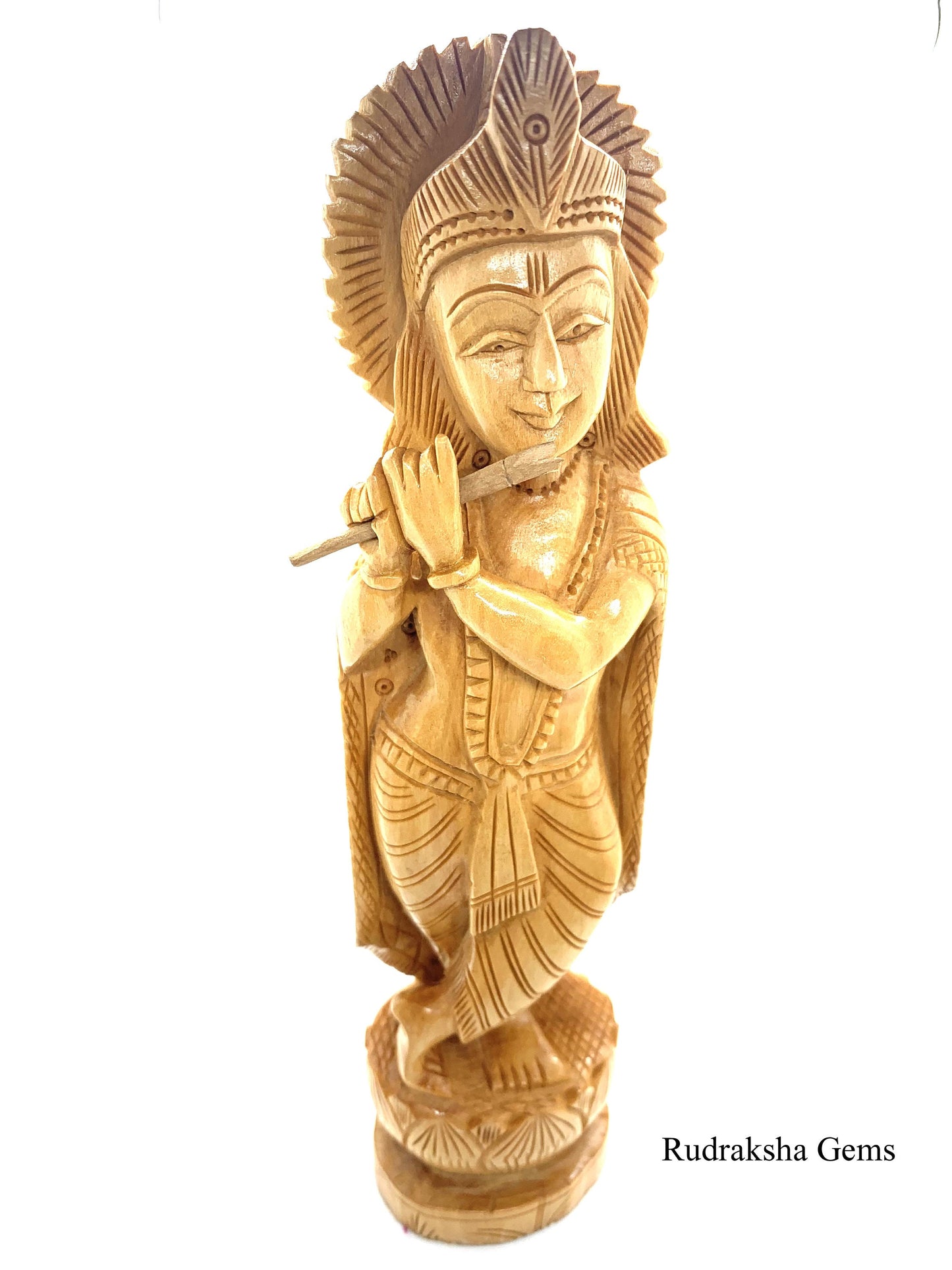 Lord Krishna Hand Carved Statue 8" wood decor statue, Hindu deity god, meditation yoga gift home decor, krishna figurine sculpture, KRISHNA