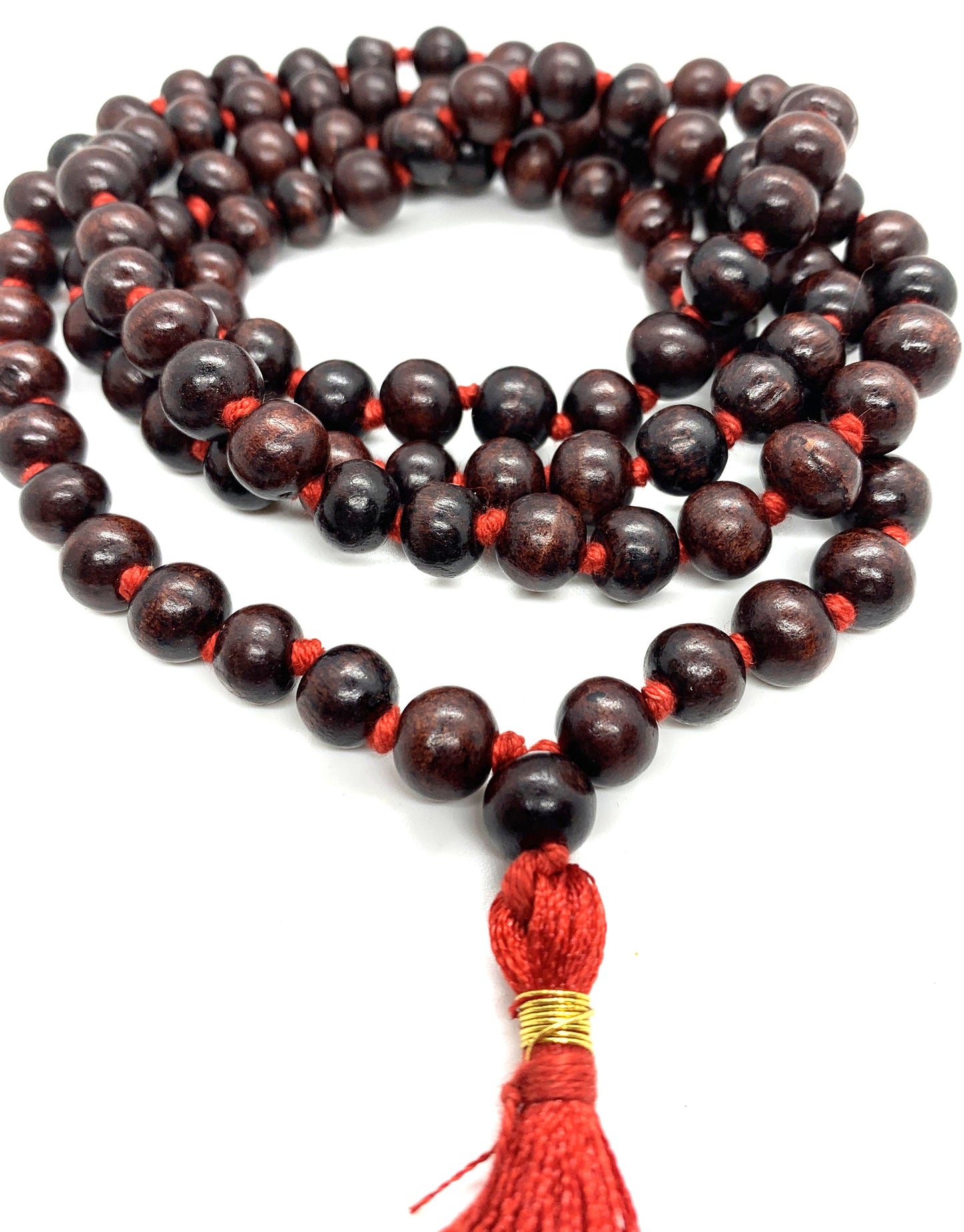 Rosewood Knotted Mala 108+1 Beads - Handmade knotted rosewood Mala necklace- yoga meditation prayer beads - 10MM Rosewood Mala  Knotted Mala