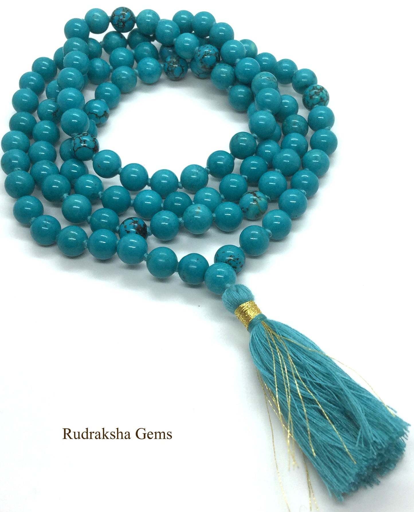 Turquoise Mala 108 Beads Mala Beads - Mala Necklace - 108 Mala - Bright Mala - meditation beads -gemstone mala - prayer yoga beads japa mala