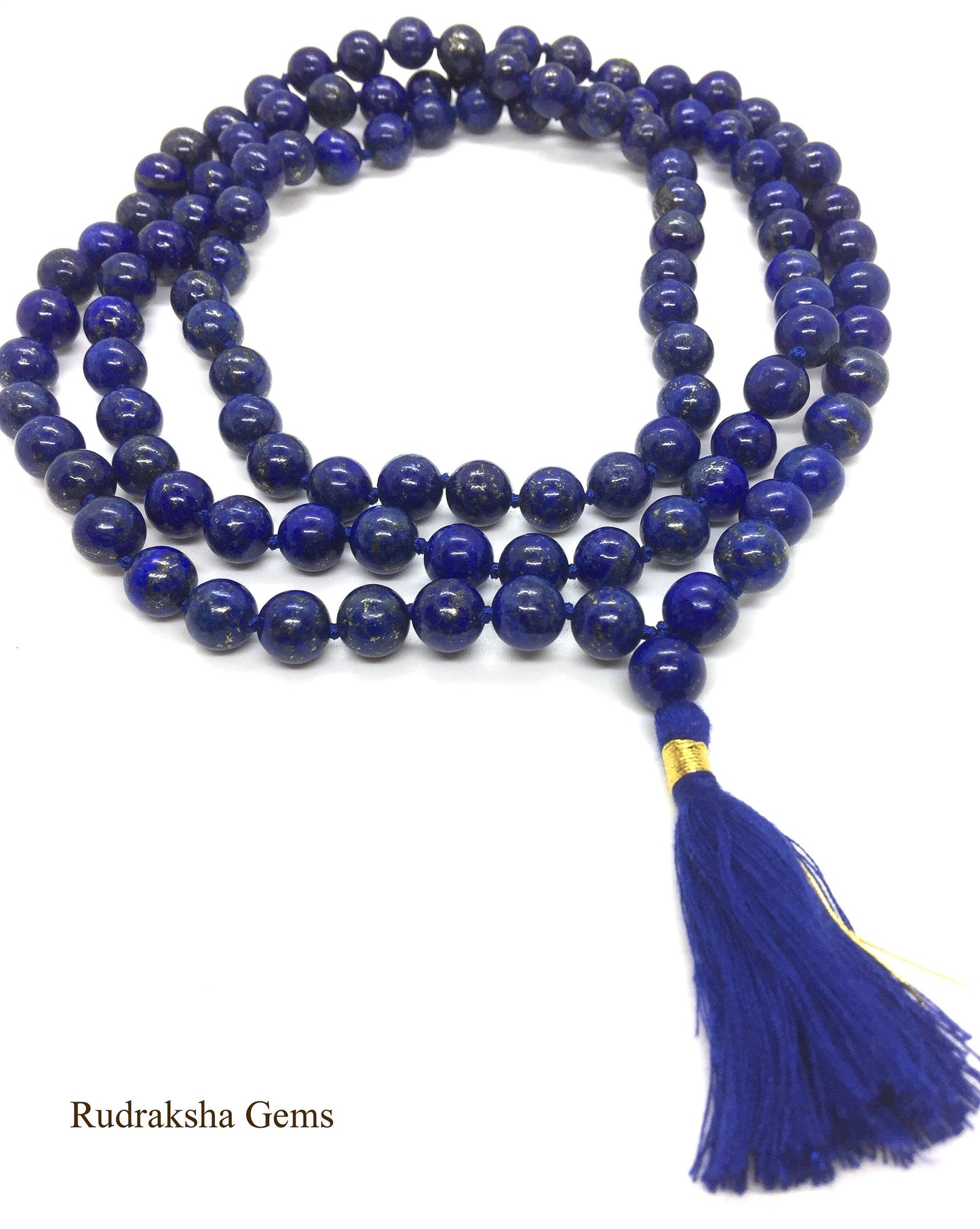 7 mm Natural Blue Lapis Lazuli Mala beads, 108 Buddhist Mala, Enhance Awareness Insight & Intellect, Third Eye Chakra, Communication