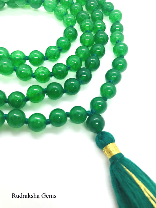 Green Jade Japa Mala Rosary 108 + 1 Meditation Beads Raiki Yoga FOR ACCOMPLISHMENT, Mala for life, Love & Compassion mala, 108 beads mala