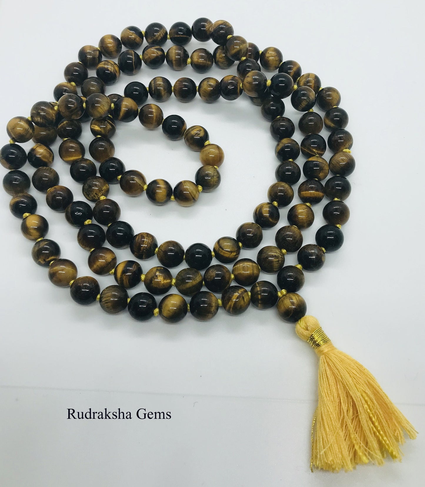 Tiger Eye Mala Necklace, Hand knotted Beaded Mala, 108 Mala Tiger's Eye Bead Necklaces, Yoga Jewelry, Yoga Gift Necklace for him Her Awesome