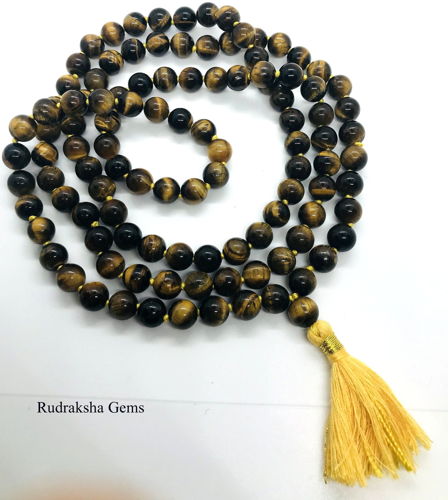 Tiger Eye Mala Necklace, Hand knotted Beaded Mala, 108 Mala Tiger's Eye Bead Necklaces, Yoga Jewelry, Yoga Gift Necklace for him Her Awesome