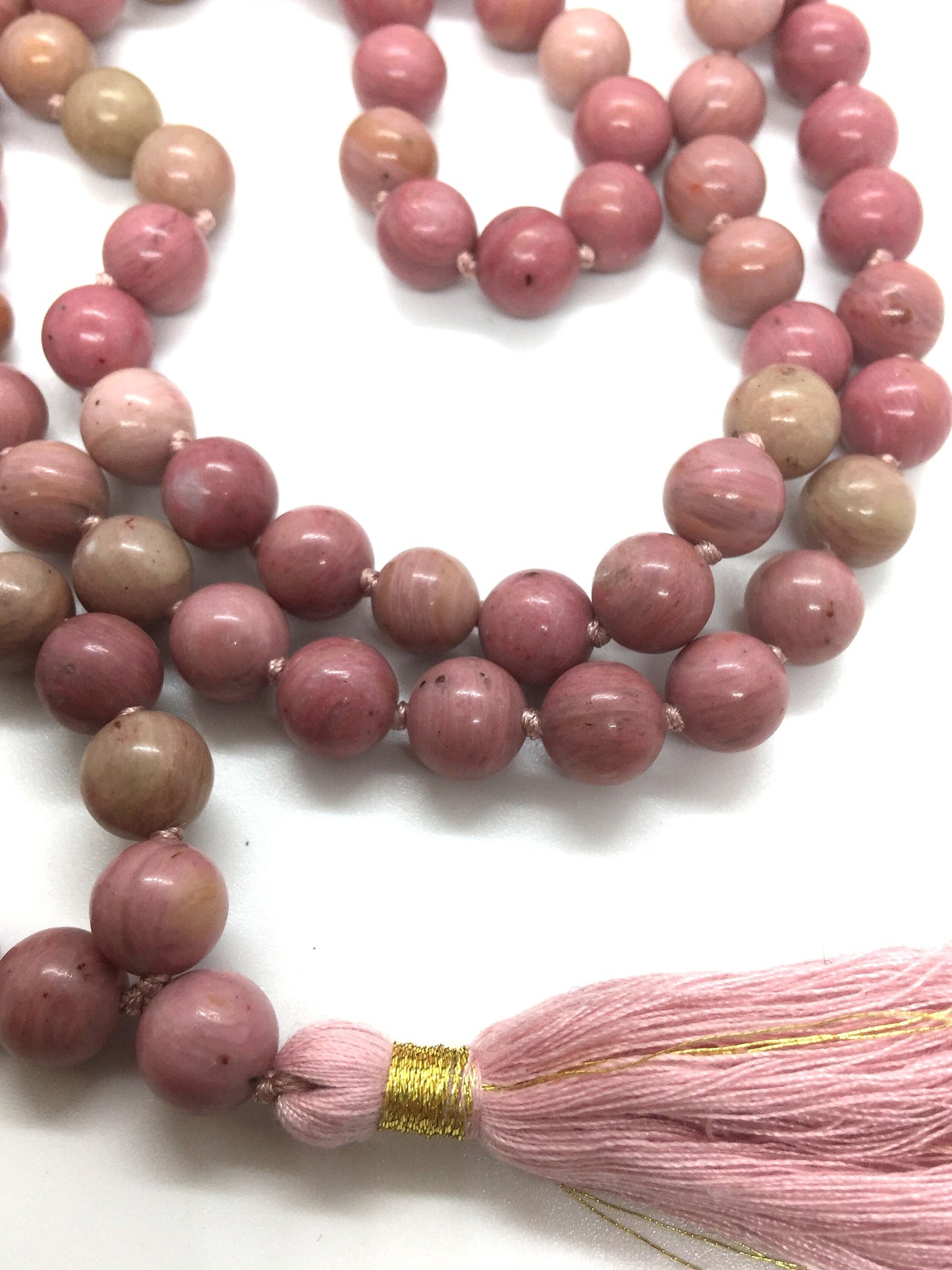 Rhodonite Mala *Hand knotted Mala * 108 meditation Mala beads * Healing Heart Chakra Mala Beads * Healing Heart Chakra Mala Beads