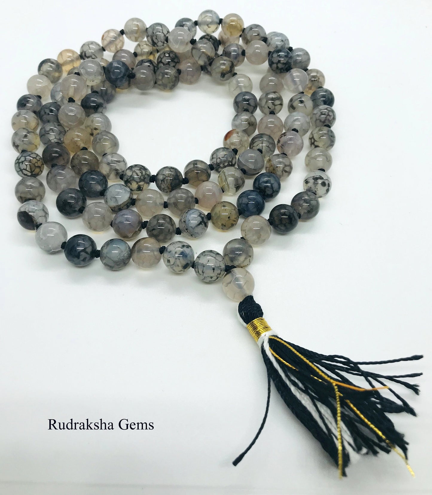 Rutilated Quartz, The Balancing Mala, Hand knotted, 108 meditation Mala beads, Crystal Prayer Beads, Premium Quartz Mala, Gift for Him her