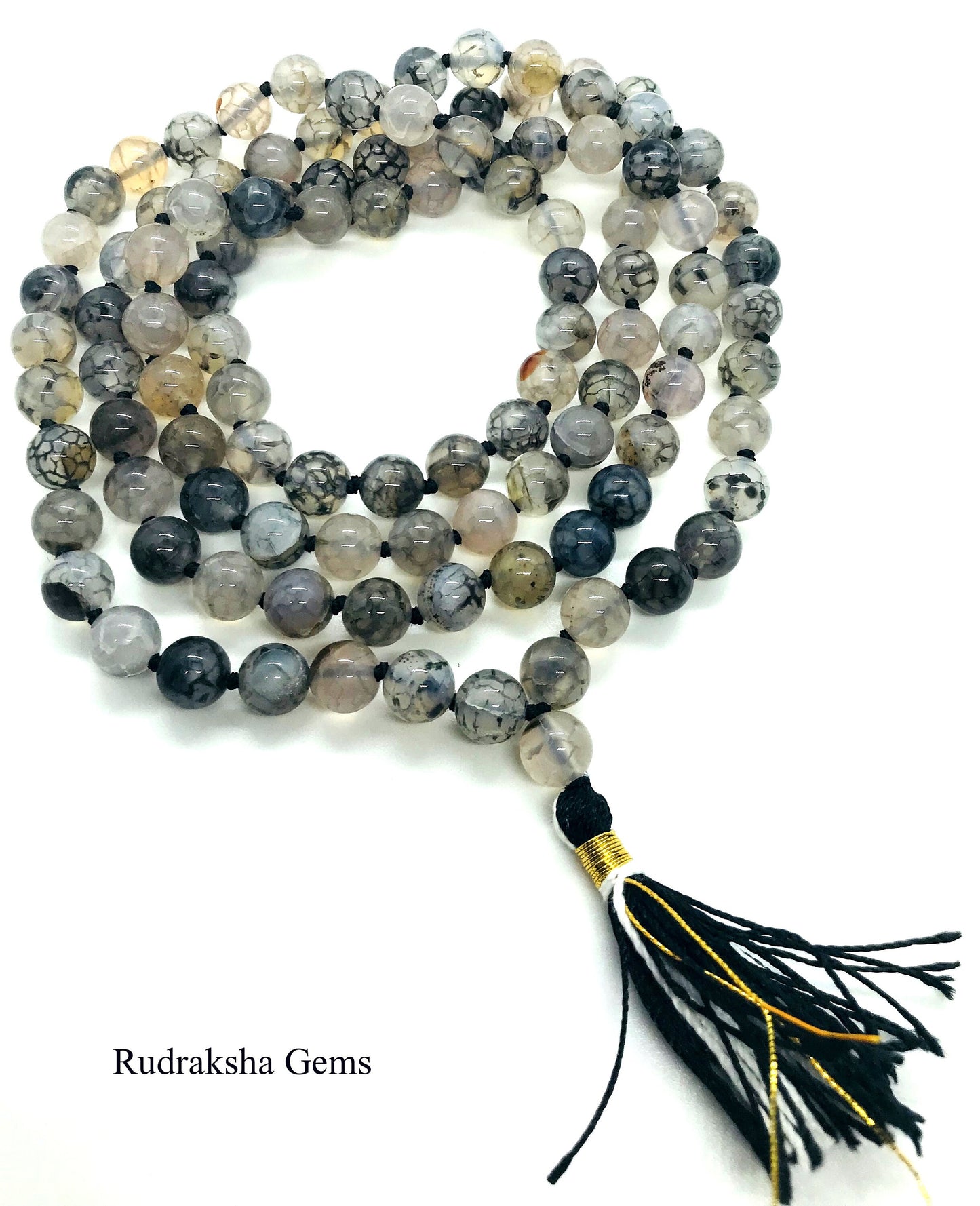 Rutilated Quartz, The Balancing Mala, Hand knotted, 108 meditation Mala beads, Crystal Prayer Beads, Premium Quartz Mala, Gift for Him her