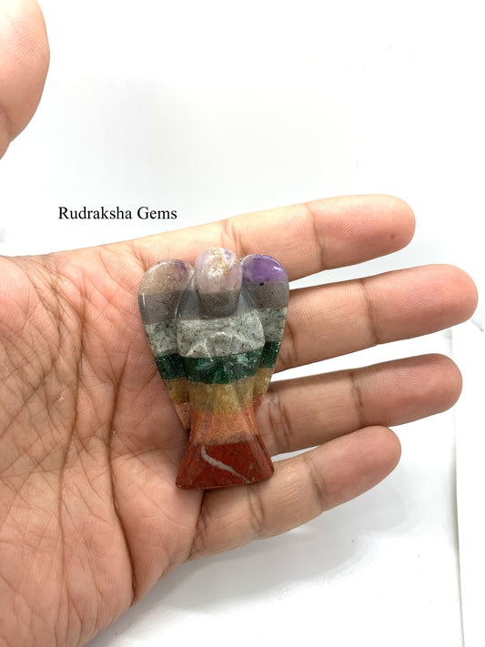 Chakra Natural Crystal Angel / Chakra Angel / 2 inch Angel including 7 Bonded Crystal Types Reiki Energy Charged 7 Chakra Crystal Angel Love