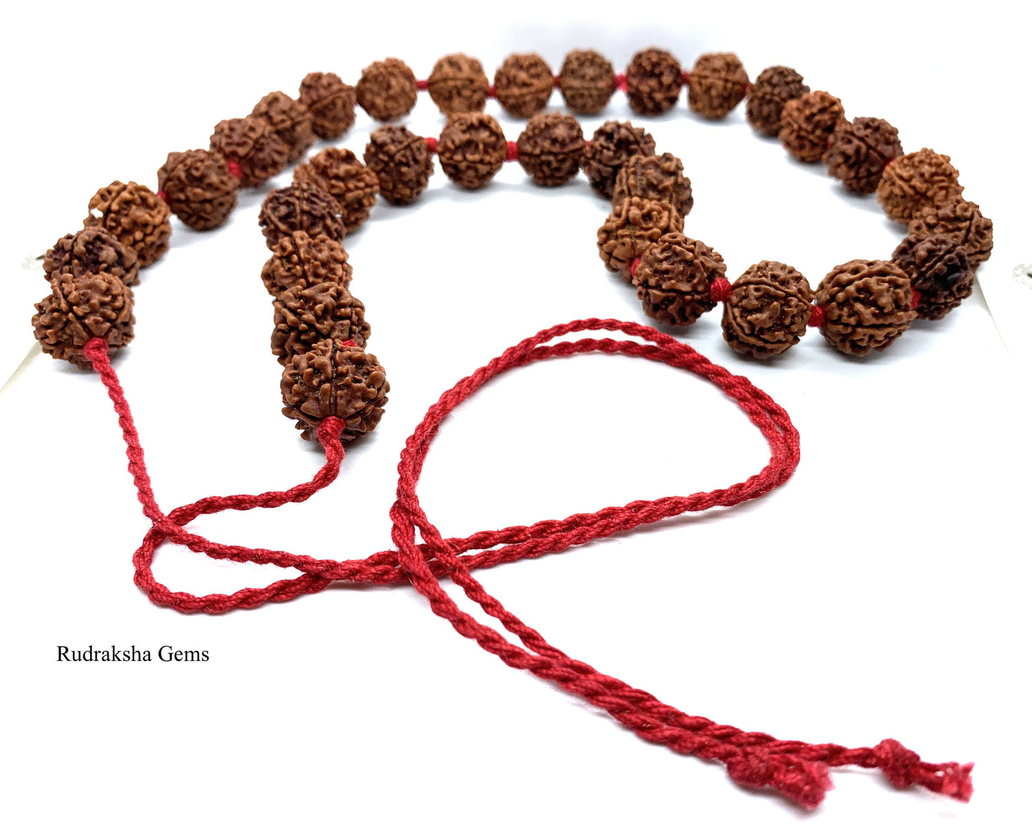 5 Facet Five Mukhi Rudraksha Necklace - 33 Collector Nepalese beads knotted adjustable open ends - Rudraksha Mala OM Meditation Shiva Rosary