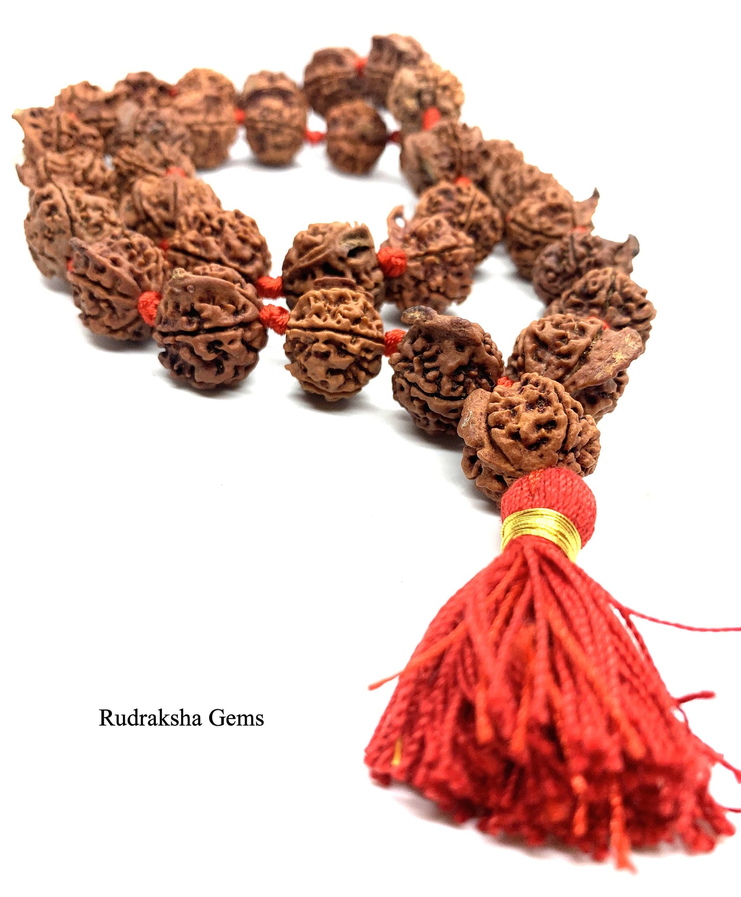 Ganesha Rudraksha Mala Kantha - Beads with Trunk - Nepal Siddha Mala 32 +1 Rudraksh Beads - Ganesh Rudraksha Mala - Rudraksha Collector Mala