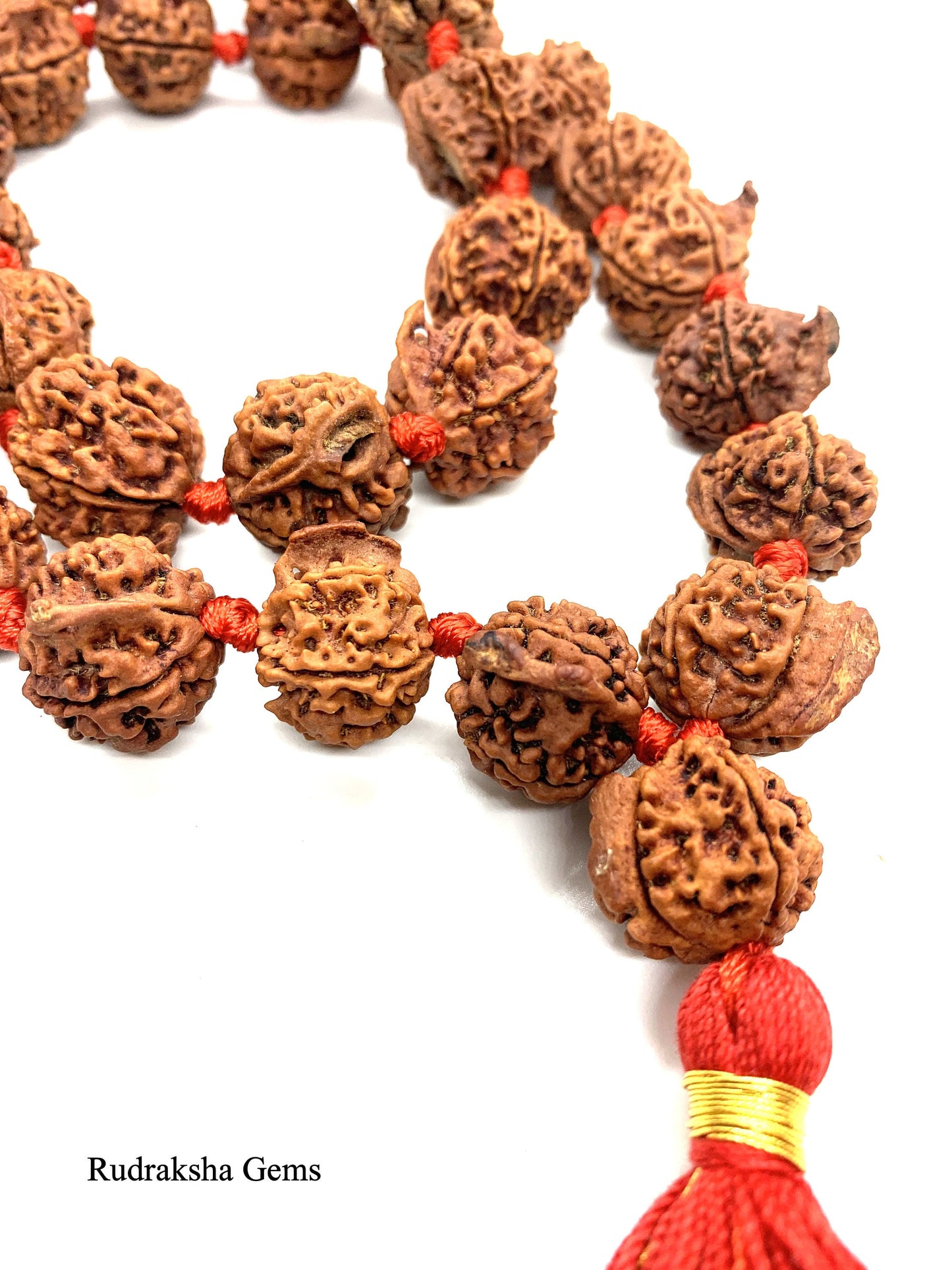 Ganesha Rudraksha Mala Kantha - Beads with Trunk - Nepal Siddha Mala 32 +1 Rudraksh Beads - Ganesh Rudraksha Mala - Rudraksha Collector Mala