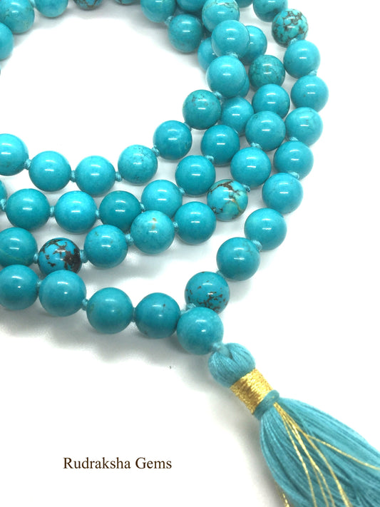 Turquoise Mala 108 Beads Mala Beads - Mala Necklace - 108 Mala - Bright Mala - meditation beads -gemstone mala - prayer yoga beads japa mala