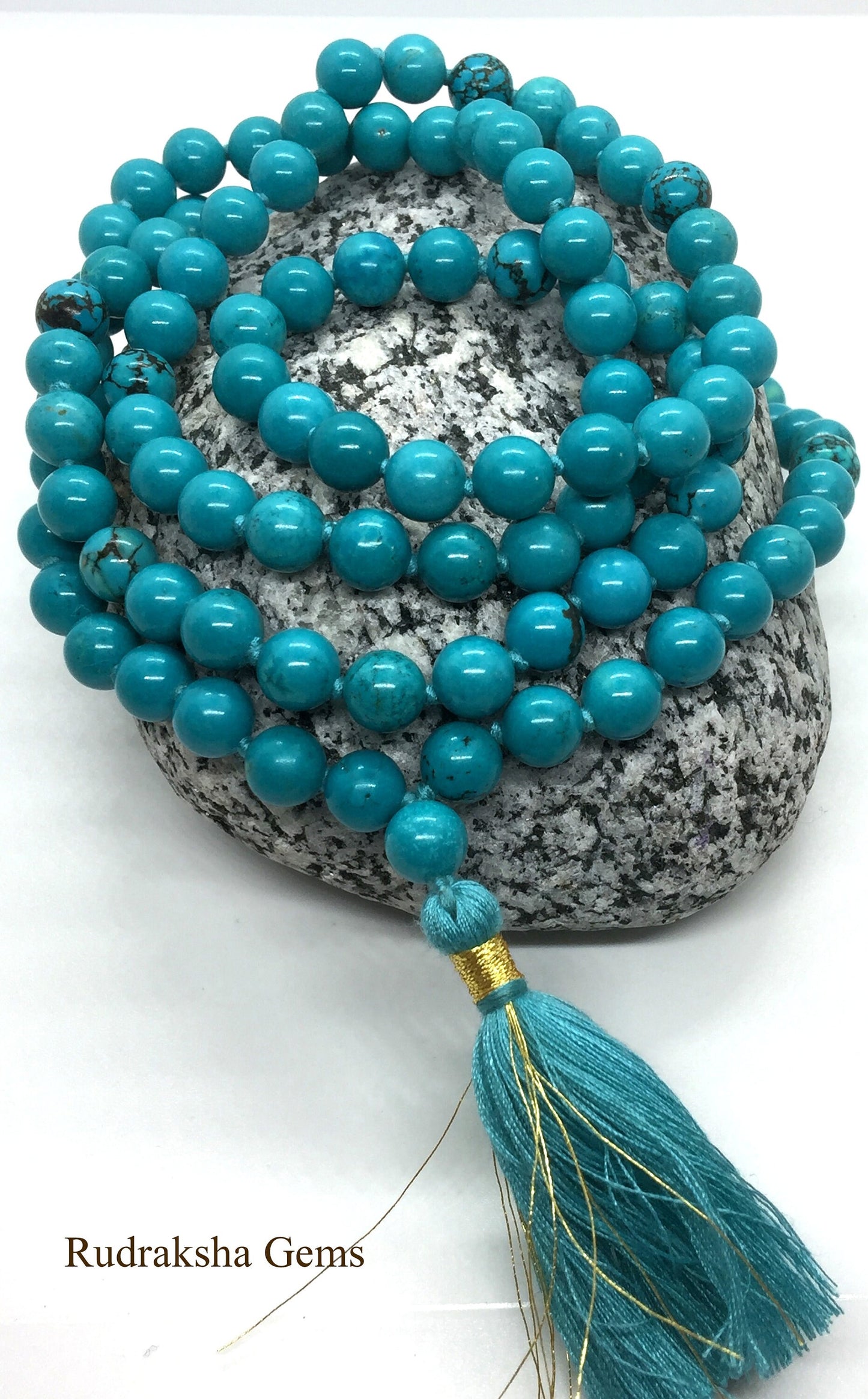 Turquoise Mala 108 Beads Mala Beads - Mala Necklace - 108 Mala - Bright Mala - meditation beads -gemstone mala - prayer yoga beads japa mala